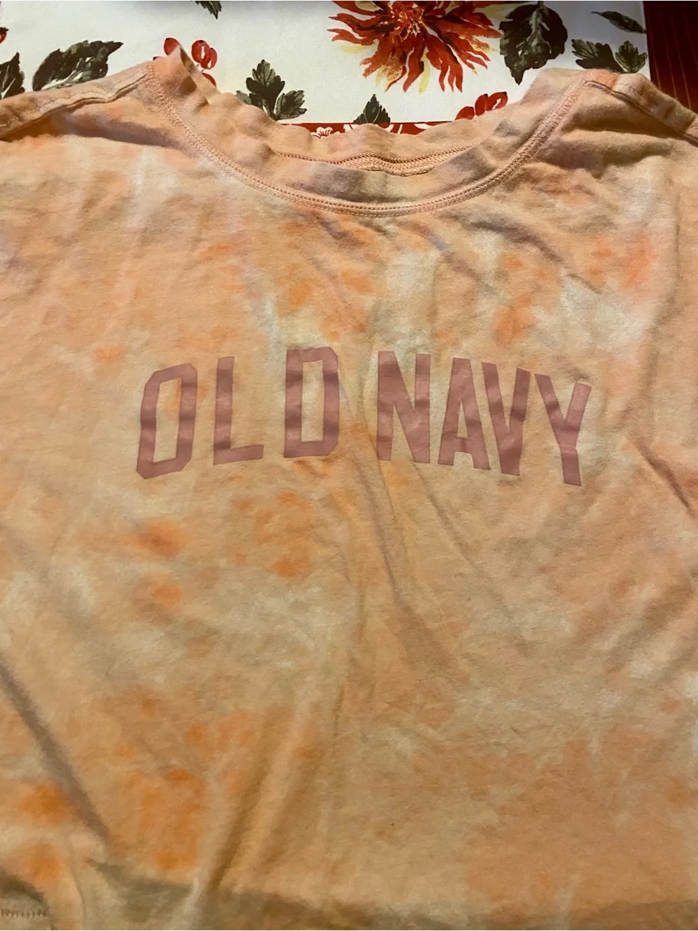 Old Navy orange tie dye long sleeve crop top
